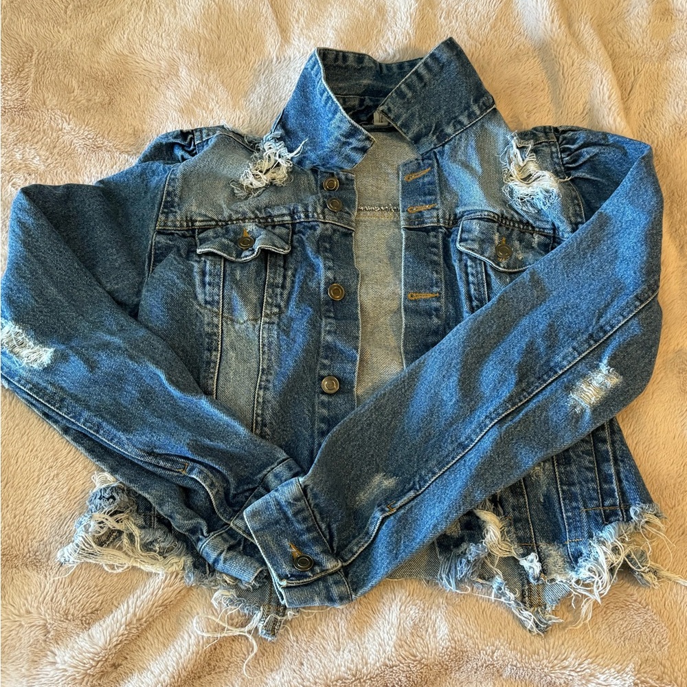 Elan Blue Distressed Jean Jacket